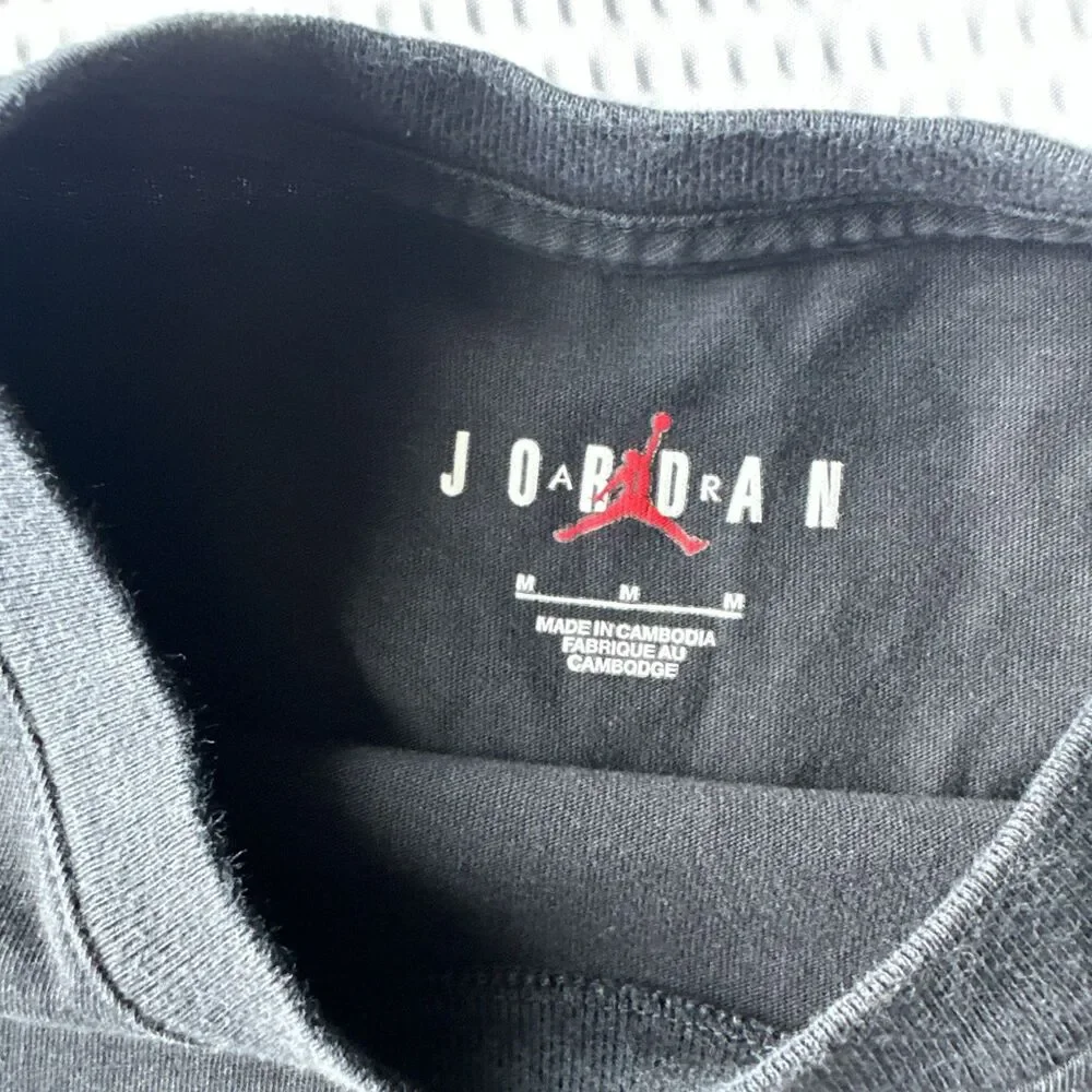 Jordan Shirt Mens M Black Jumpman Logo JORDAN Back Graphic Tee Basketball